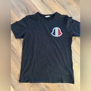 Moncler Black T-Shirt with Logo Patch- Sz XL